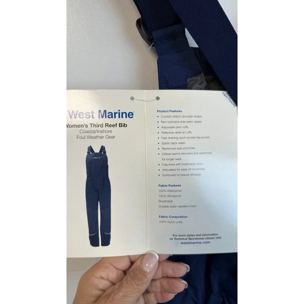 West Marine Third Reef Bib‎ Blue Navy Women's S Boating Fishing Waders NWT New